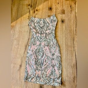 Sequin pink mini dress
